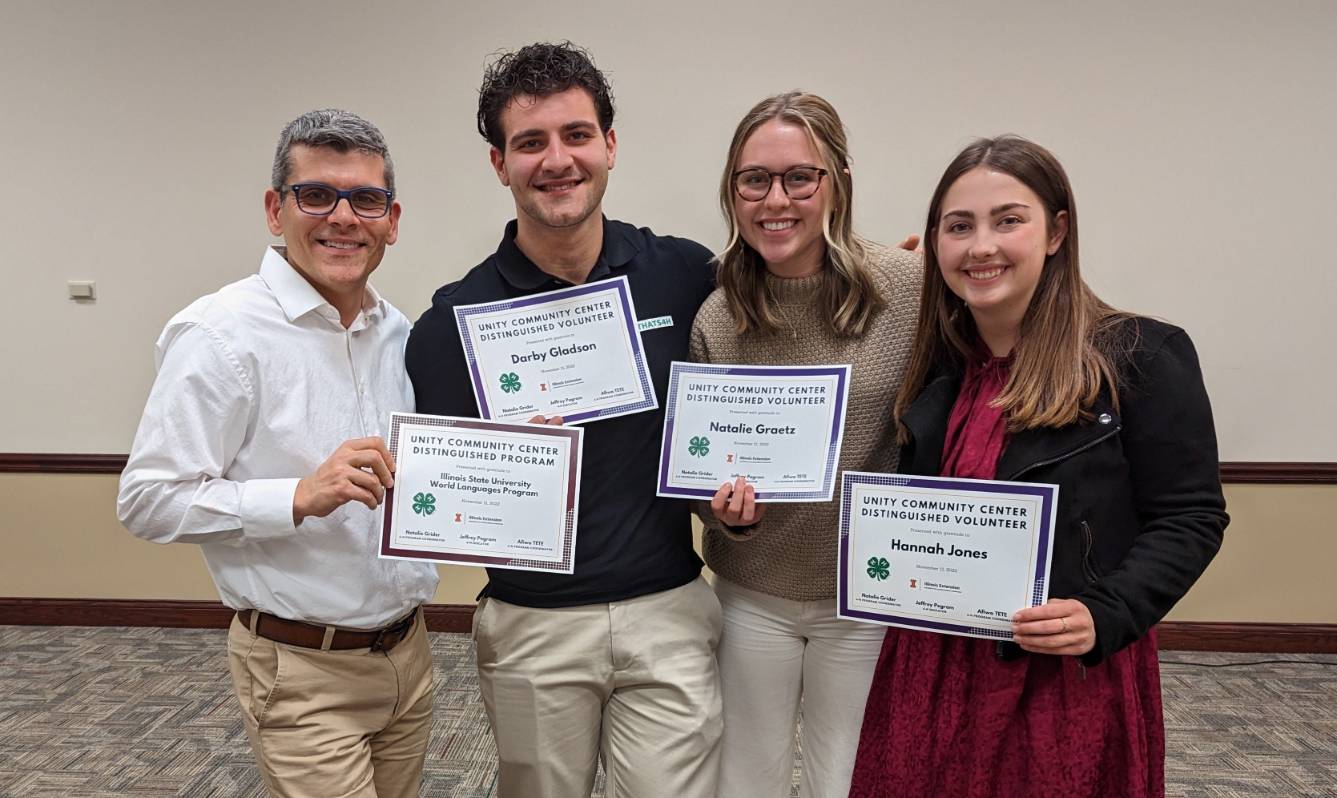 Dr. Borrull, Interim Director of WL Teacher Ed, with students Nick Boland, Natalie Graetz, and Hannah Jones