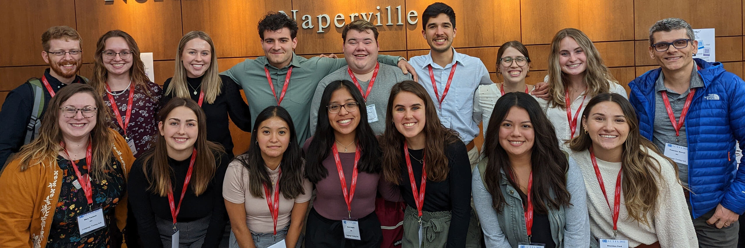 students pose for a group photo.